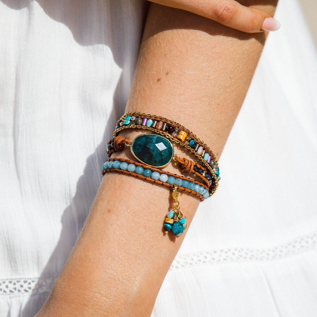 Pulsera Envoltura de Apatito Azul