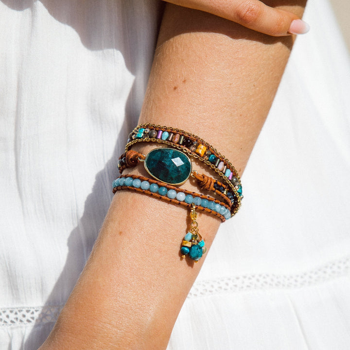 Pulsera Envoltura de Apatito Azul