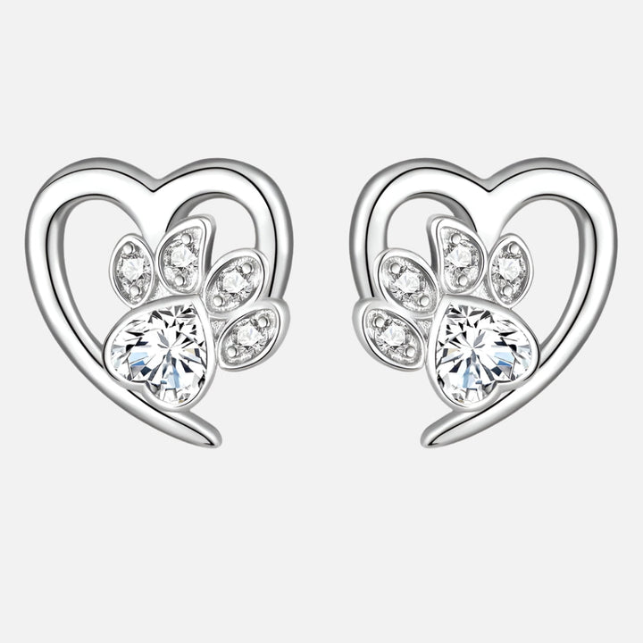 Pendientes de Patas y Corazón con Zirconia
