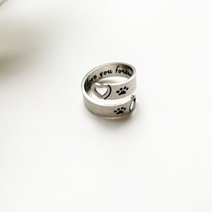 Anillo Ajustable de Huella y Corazón – Acero Inoxidable