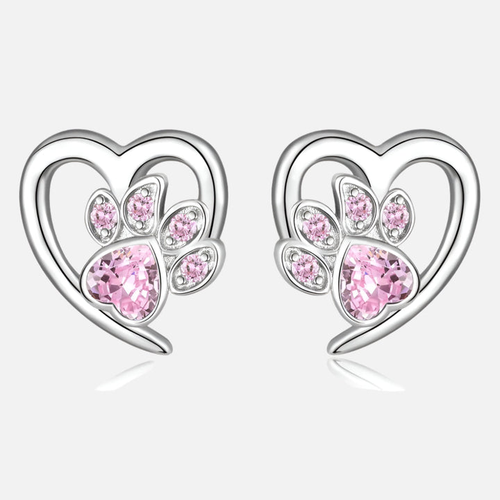 Pendientes de Patas y Corazón con Zirconia