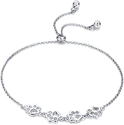 Pulsera de Huella de Patas de Plata Esterlina – Ajuste Ajustable