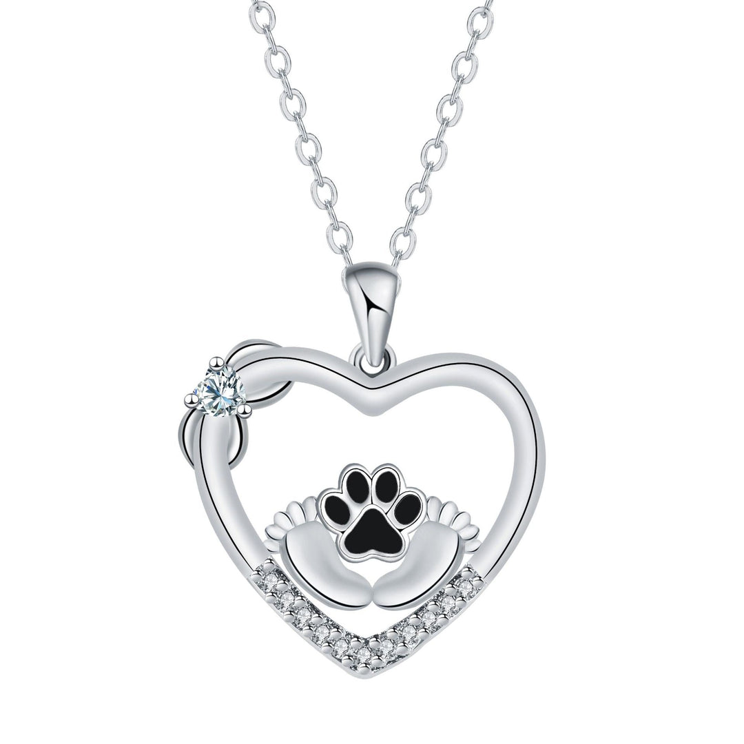 Collar con Huella de Perro "Little Feet" y Zirconia
