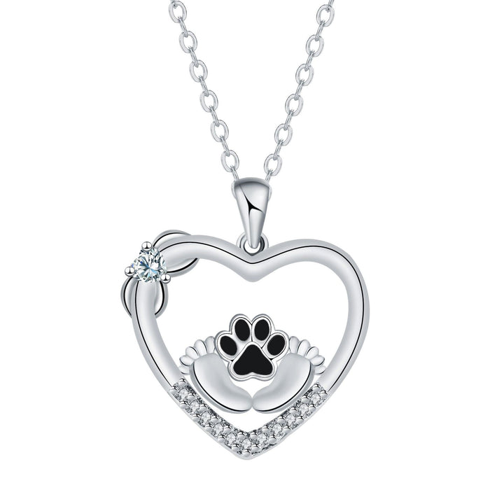Collar con Huella de Perro "Little Feet" y Zirconia