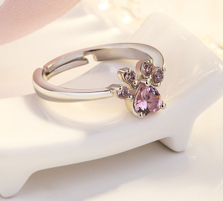 Conjunto de Joyería de Huella en Oro Rosa – 4 Piezas con Corazón de Zirconia (Anillo, Collar, Pendientes, Pulsera)