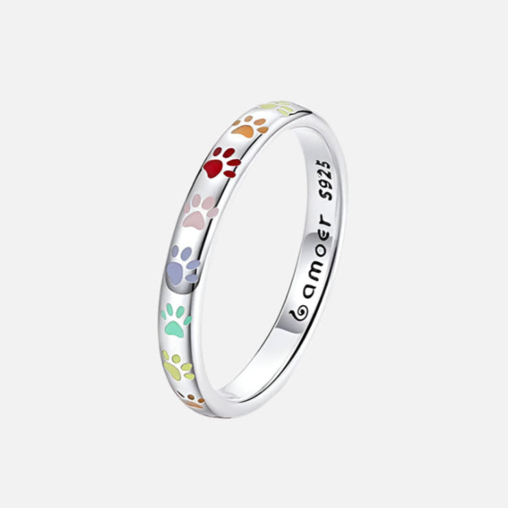 Anillo de Plata de Ley con Diseño de Huella