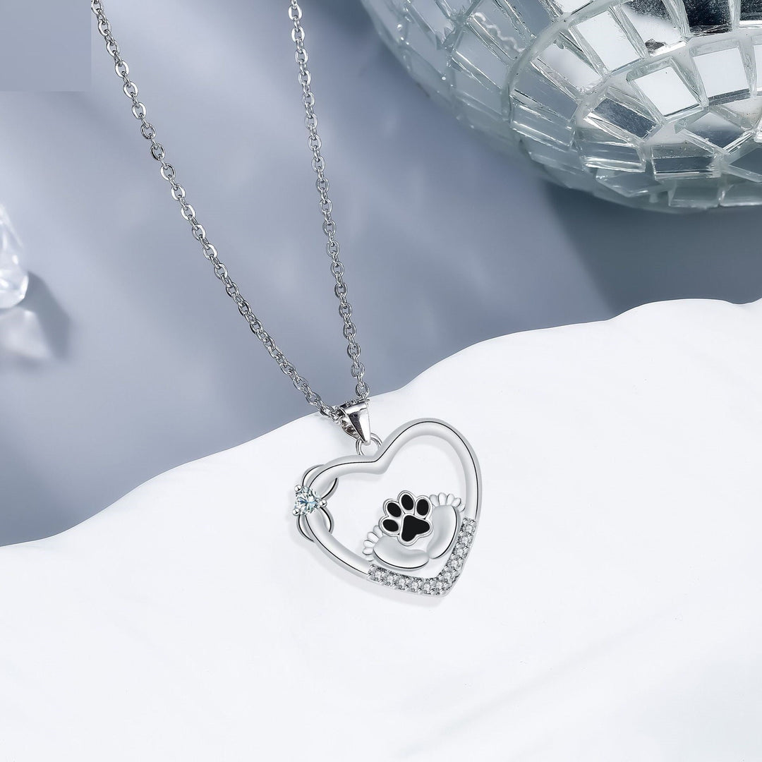 Collar con Huella de Perro "Little Feet" y Zirconia