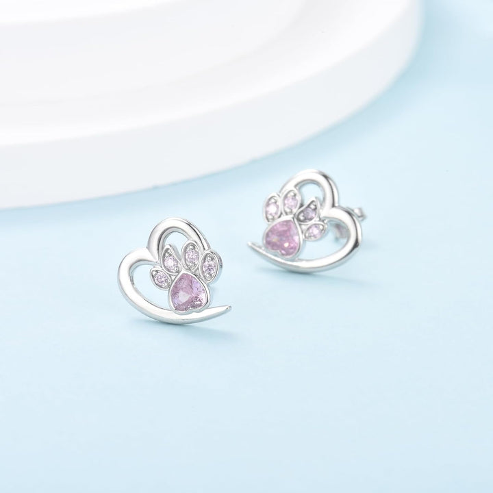 Pendientes de Patas y Corazón con Zirconia