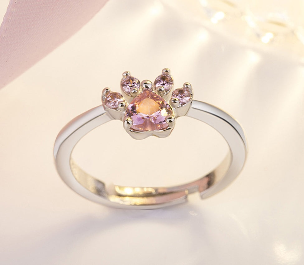 Conjunto de Joyería de Huella en Oro Rosa – 4 Piezas con Corazón de Zirconia (Anillo, Collar, Pendientes, Pulsera)