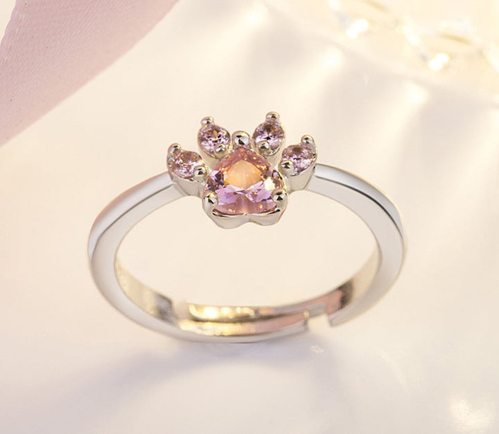 Conjunto de Joyería de Huella en Oro Rosa – 4 Piezas con Corazón de Zirconia (Anillo, Collar, Pendientes, Pulsera)