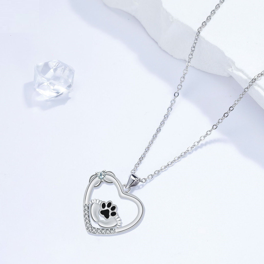 Collar con Huella de Perro "Little Feet" y Zirconia