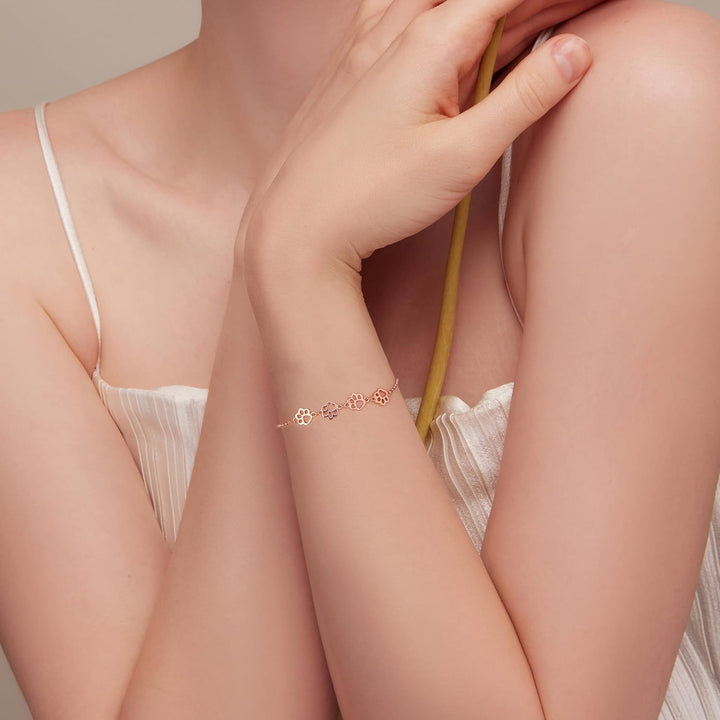 Pulsera de Huella de Patas de Plata Esterlina – Ajuste Ajustable