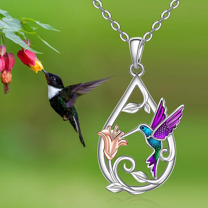 Hermosa Collar de Colibrí para Mujeres con Pendientes de Regalo