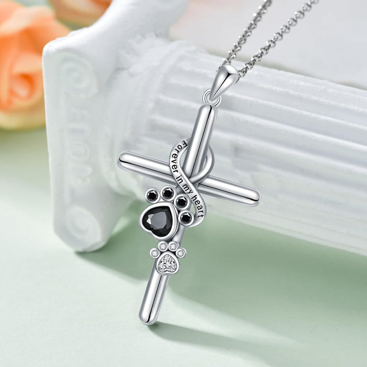 Collar de Patita y Cruz de Plata Esterlina 925