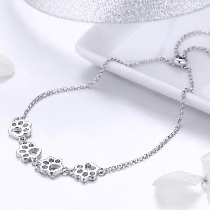 Pulsera de Huella de Patas de Plata Esterlina – Ajuste Ajustable