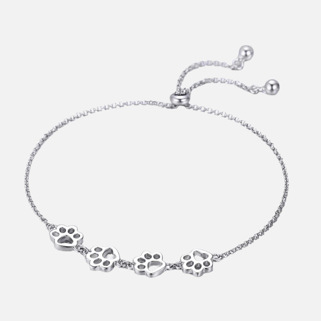 Pulsera de Huella de Patas de Plata Esterlina – Ajuste Ajustable