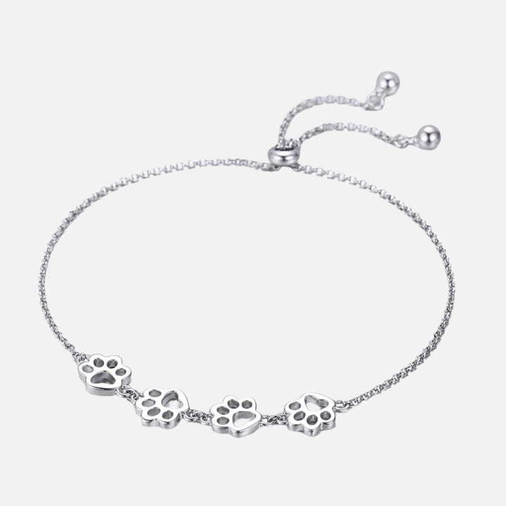 Pulsera de Huella de Patas de Plata Esterlina – Ajuste Ajustable