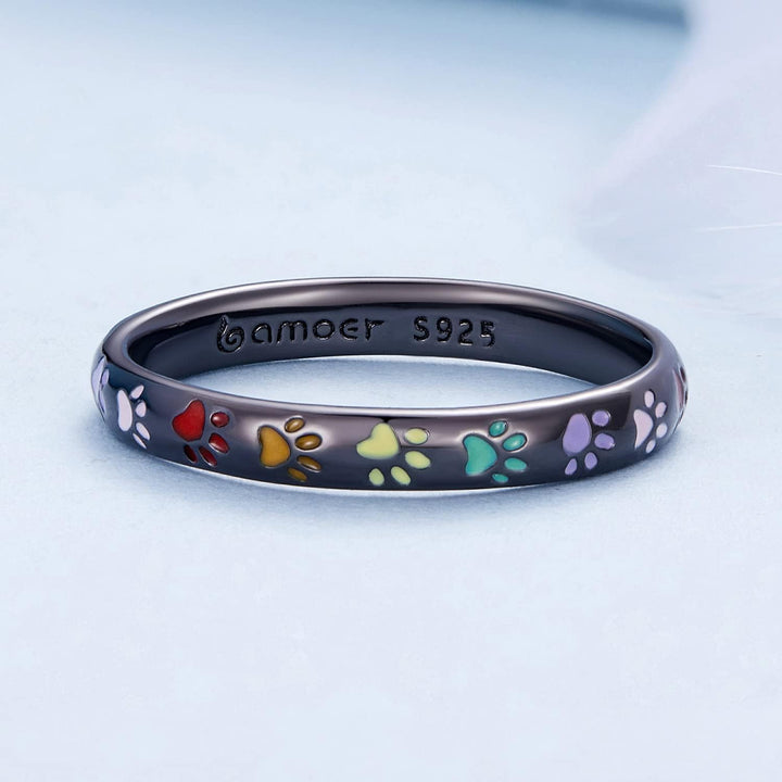 Anillo de Plata de Ley con Diseño de Huella