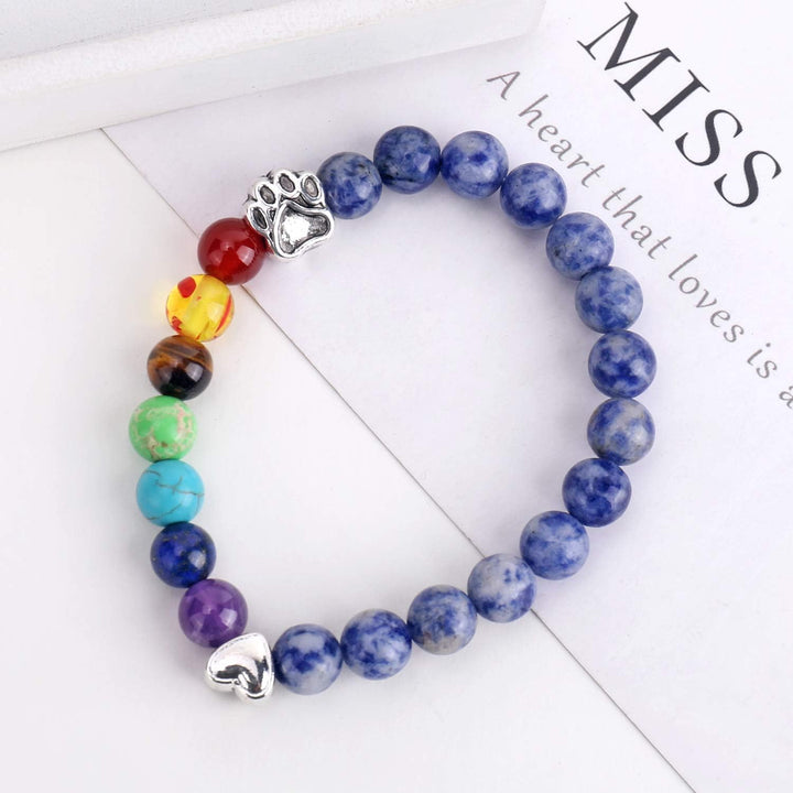 Pulsera Memorial del Puente Arcoíris – Regalo de 7 Cuentas de Chakra por Pérdida de Mascota