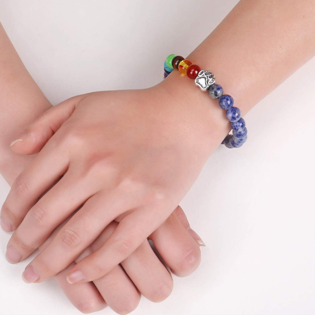 Pulsera Memorial del Puente Arcoíris – Regalo de 7 Cuentas de Chakra por Pérdida de Mascota