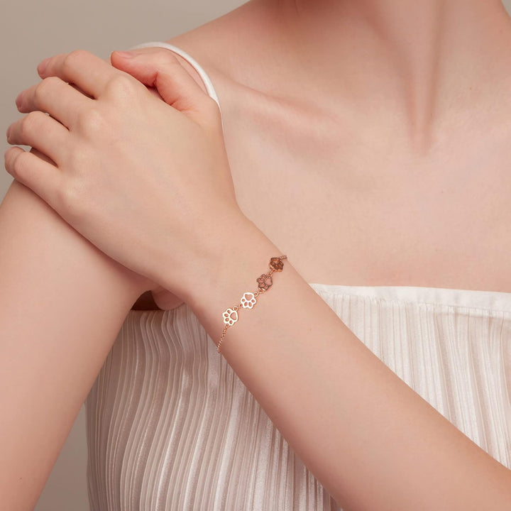 Pulsera de Huella de Patas de Plata Esterlina – Ajuste Ajustable