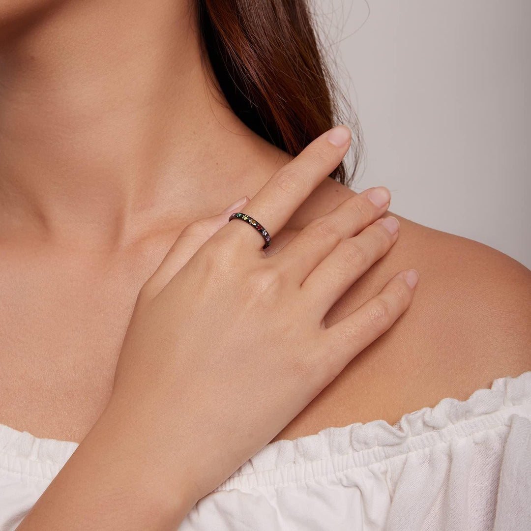 Anillo de Plata de Ley con Diseño de Huella