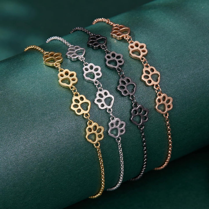 Pulsera de Huella de Patas de Plata Esterlina – Ajuste Ajustable
