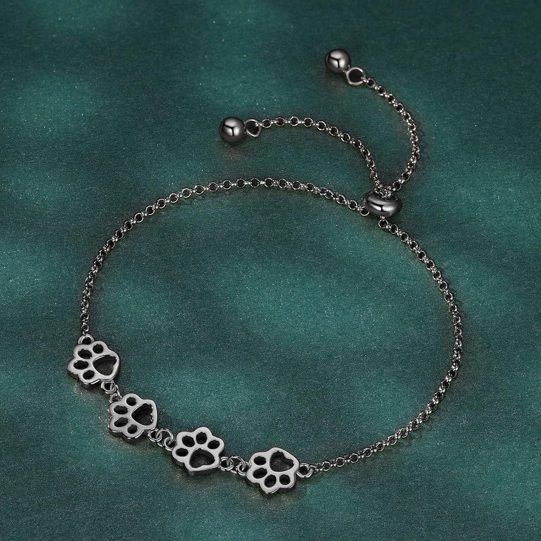 Pulsera de Huella de Patas de Plata Esterlina – Ajuste Ajustable