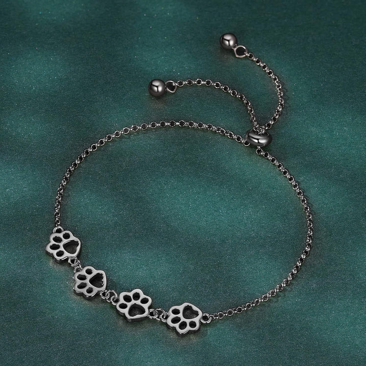 Pulsera de Huella de Patas de Plata Esterlina – Ajuste Ajustable