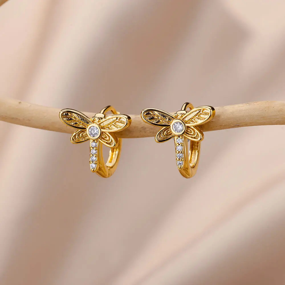 Pendientes de Aro con Animales de Cristal