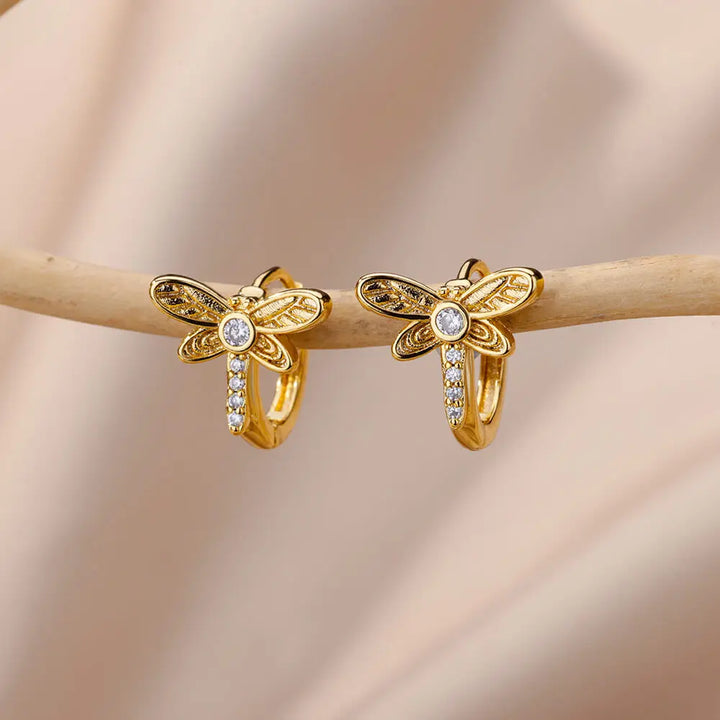 Pendientes de Aro con Animales de Cristal
