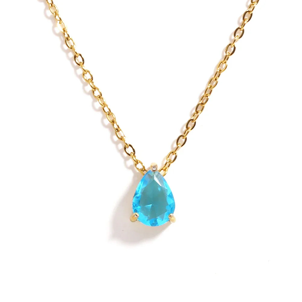 Collar de Cristal en Forma de Gota con Piedra de Nacimiento