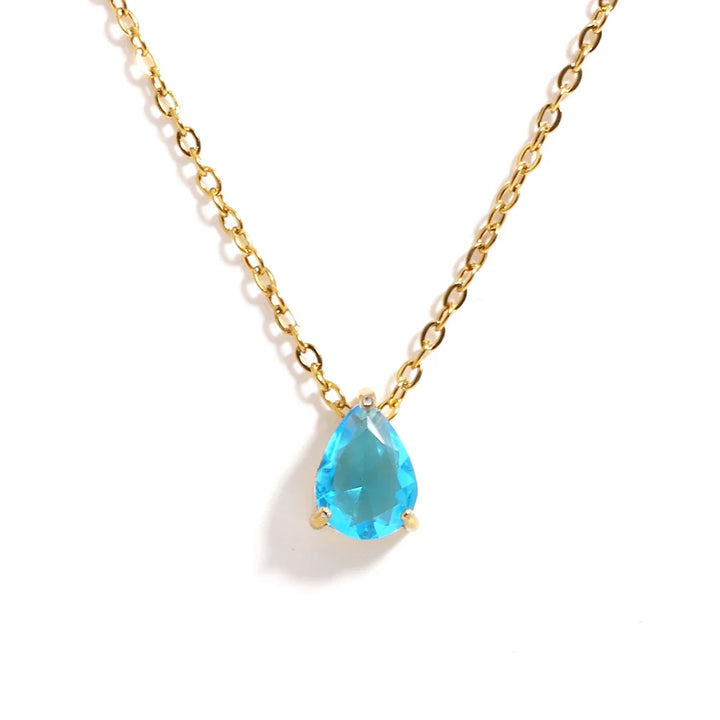 Collar de Cristal en Forma de Gota con Piedra de Nacimiento