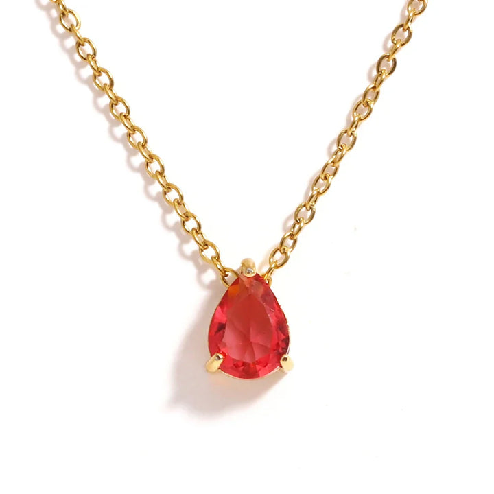 Collar de Cristal en Forma de Gota con Piedra de Nacimiento