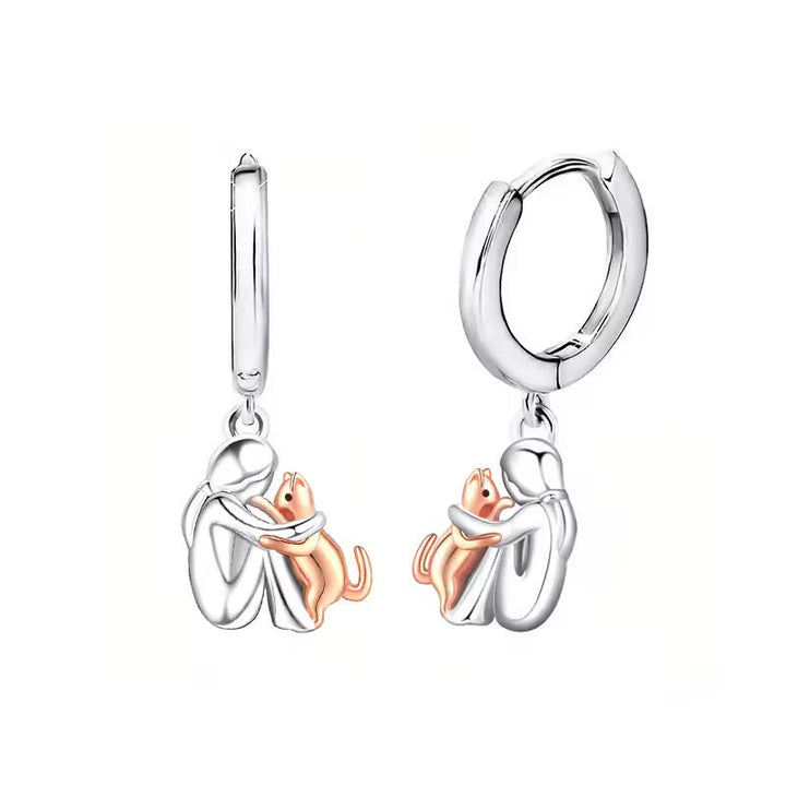 Collar Colgante de Abrazo de Gato con Pendientes de Regalo – Oferta por Tiempo Limitado