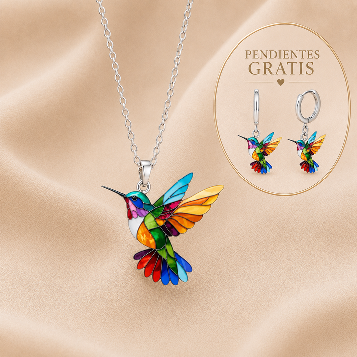 Hermosa Collar de Colibrí con Pendientes de Regalo – Oferta por Tiempo Limitado