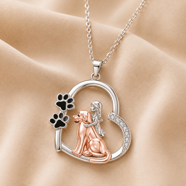 Collar de Perro y Niña en Forma de Corazón