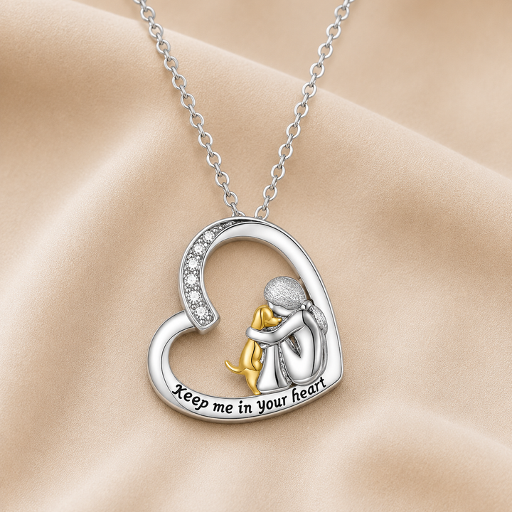Collar de Plata – Diseño de Corazón y Perro con Zirconia