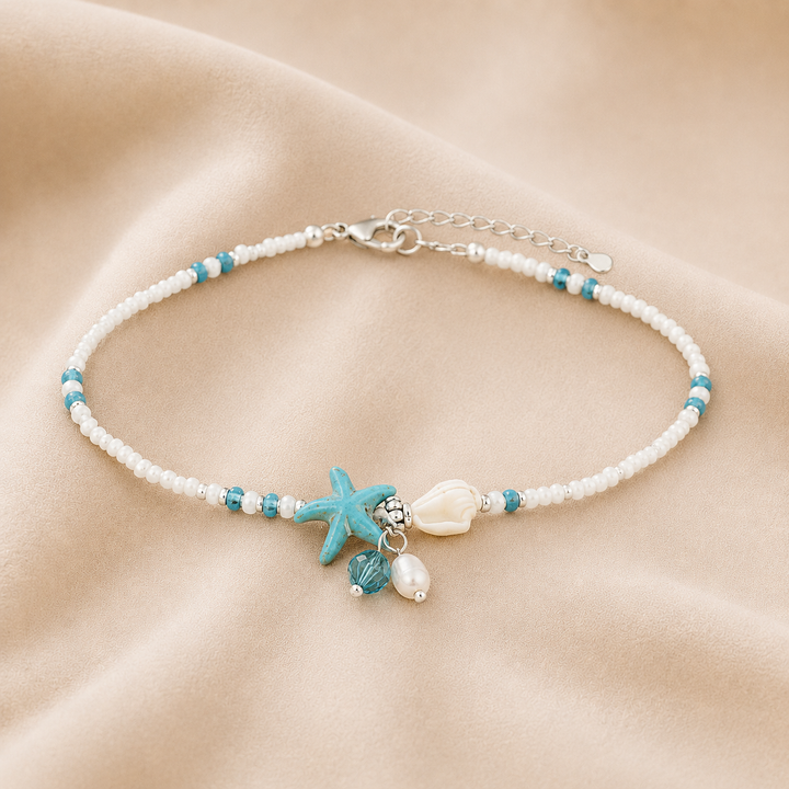 Pulsera Tobillera de Estrella y Concha con Piedras Naturales