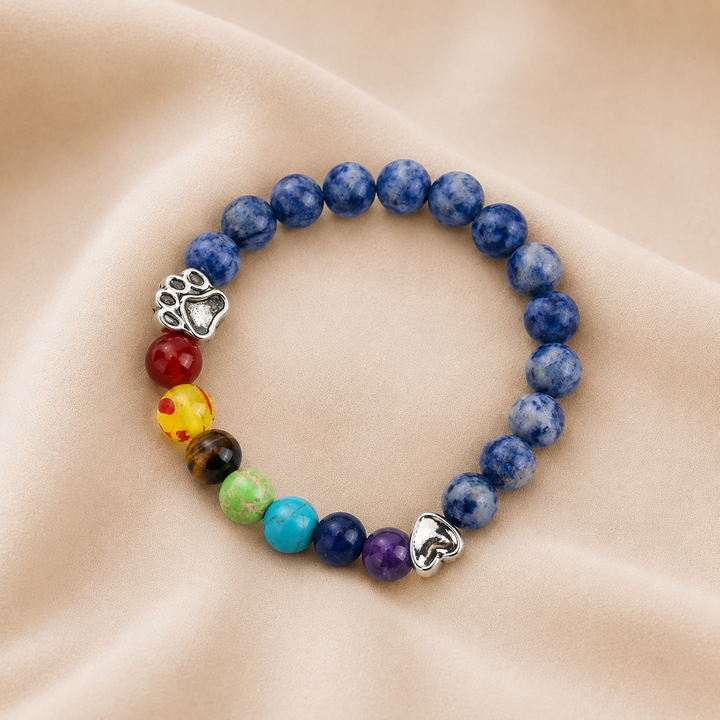 Pulsera Memorial del Puente Arcoíris – Regalo de 7 Cuentas de Chakra por Pérdida de Mascota