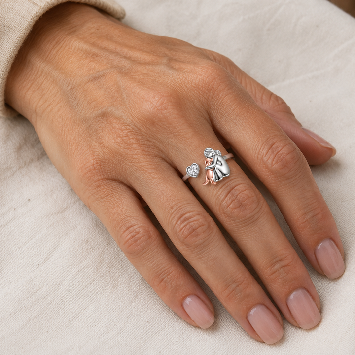 Anillo Ajustable para Perros en Plata de Ley 925 – “Siempre en Mi Corazón” con Zirconia