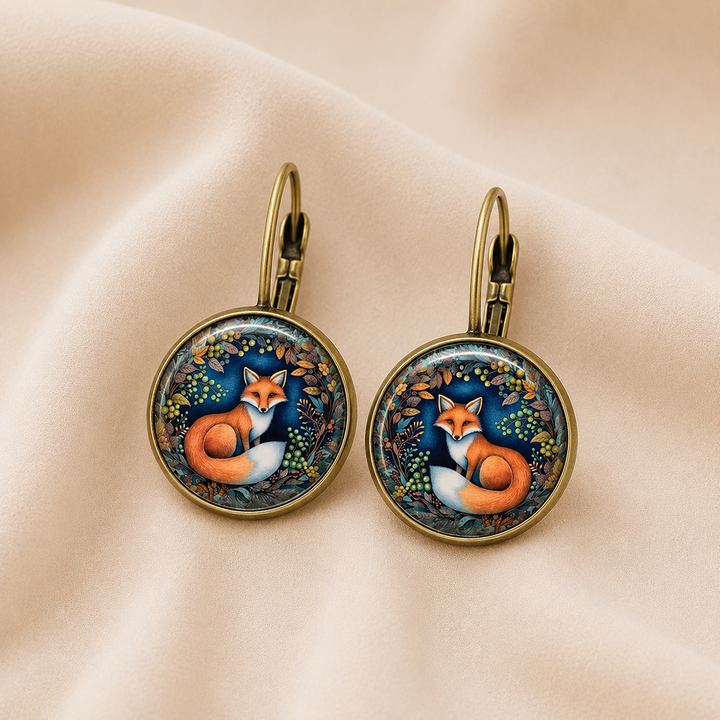 Pendientes de Cristal en Forma de Dome con Animales Juguetones