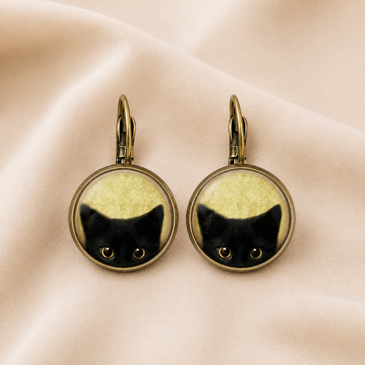 Pendientes de Cristal en Forma de Dome con Animales Juguetones