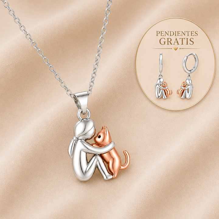 Collar Colgante de Abrazo de Gato con Pendientes de Regalo – Oferta por Tiempo Limitado