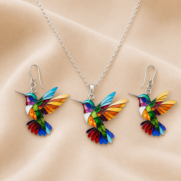 Hermosa Collar de Colibrí con Pendientes de Regalo – Oferta por Tiempo Limitado
