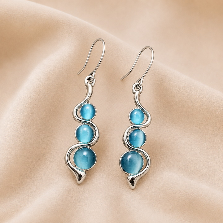 Pendientes Colgantes de Cristal Azul