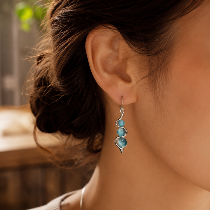Pendientes Colgantes de Cristal Azul