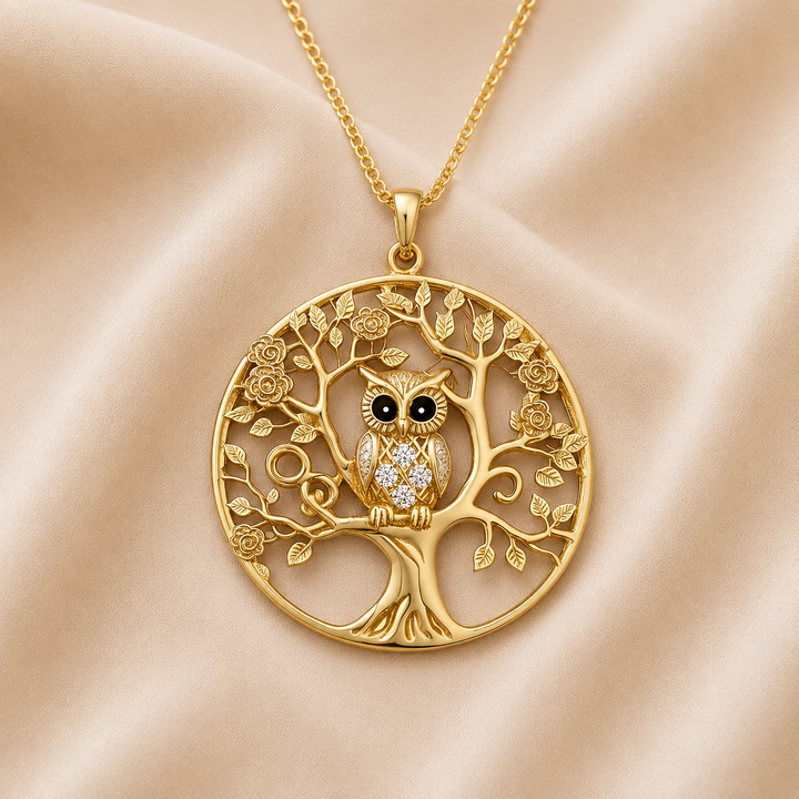 Collar Árbol de la Vida con Búho Dorado