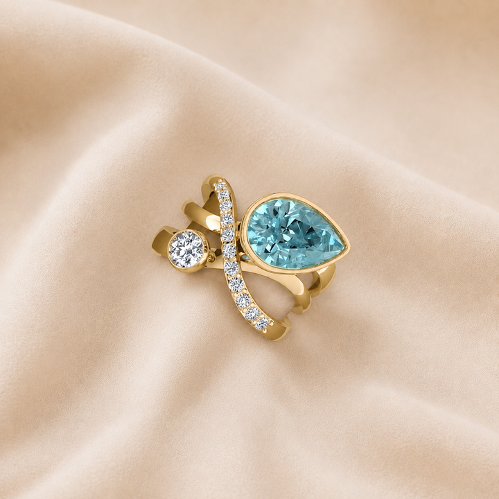 Anillo Celeste de Cristal Turquesa