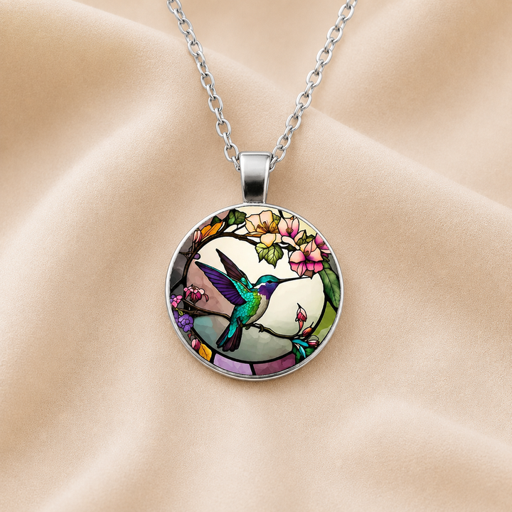 Collar Colgante de Cristal con Colibrí
